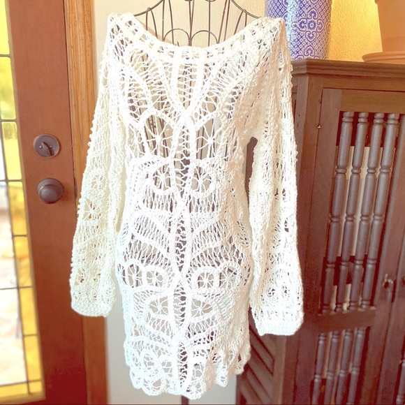 SOLD 🔮 Zara Limited Edition Knit Crochet Ivory Dress M - Picture 2 of 4